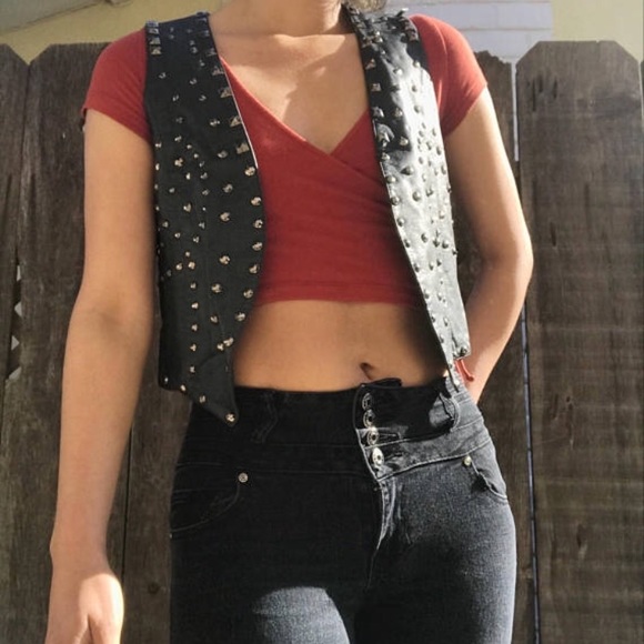 Dark Gray Vest w/ Studs - Picture 2 of 4